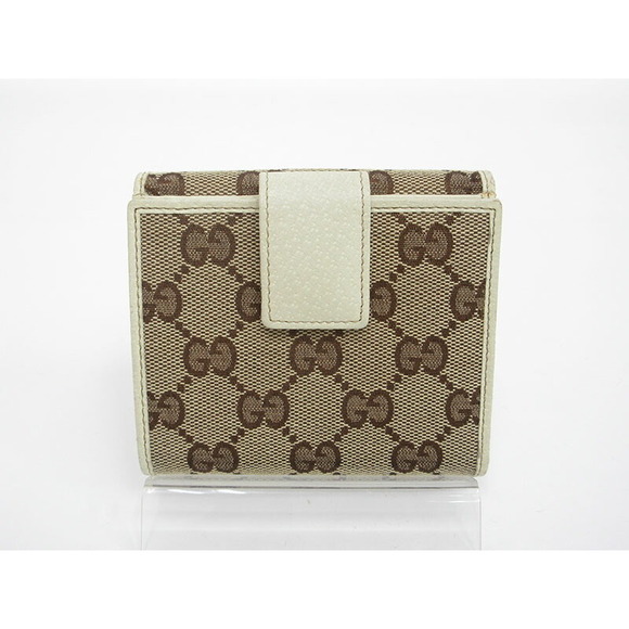 Gucci GG Double Hook Wallet Beige Canvas Leather - Picture 2 of 12